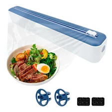 Kitchen Wrap Dispenser w/ Cutter | Adjustable Film & Foil Storage Organizer Box