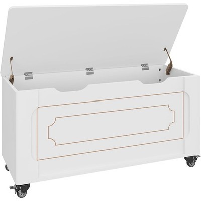 39.4'' White Rolling Storage Chest with 4 Wheels & Safety Hinges, 350lb Capacity