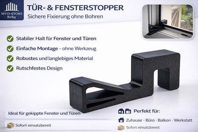 Tür- & Fensterstopper   Sicher lüften, kleben statt bohren - Made in Germany