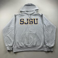 San Jose State Hoodie Sweatshirt Mens Medium Gray Champion SJSU Spartans NCAA