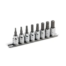 Hex Bit Socket Set - 8Pc, 3/8" Drive, Metric 3-10mm, Ball End, Powerbuilt 642405