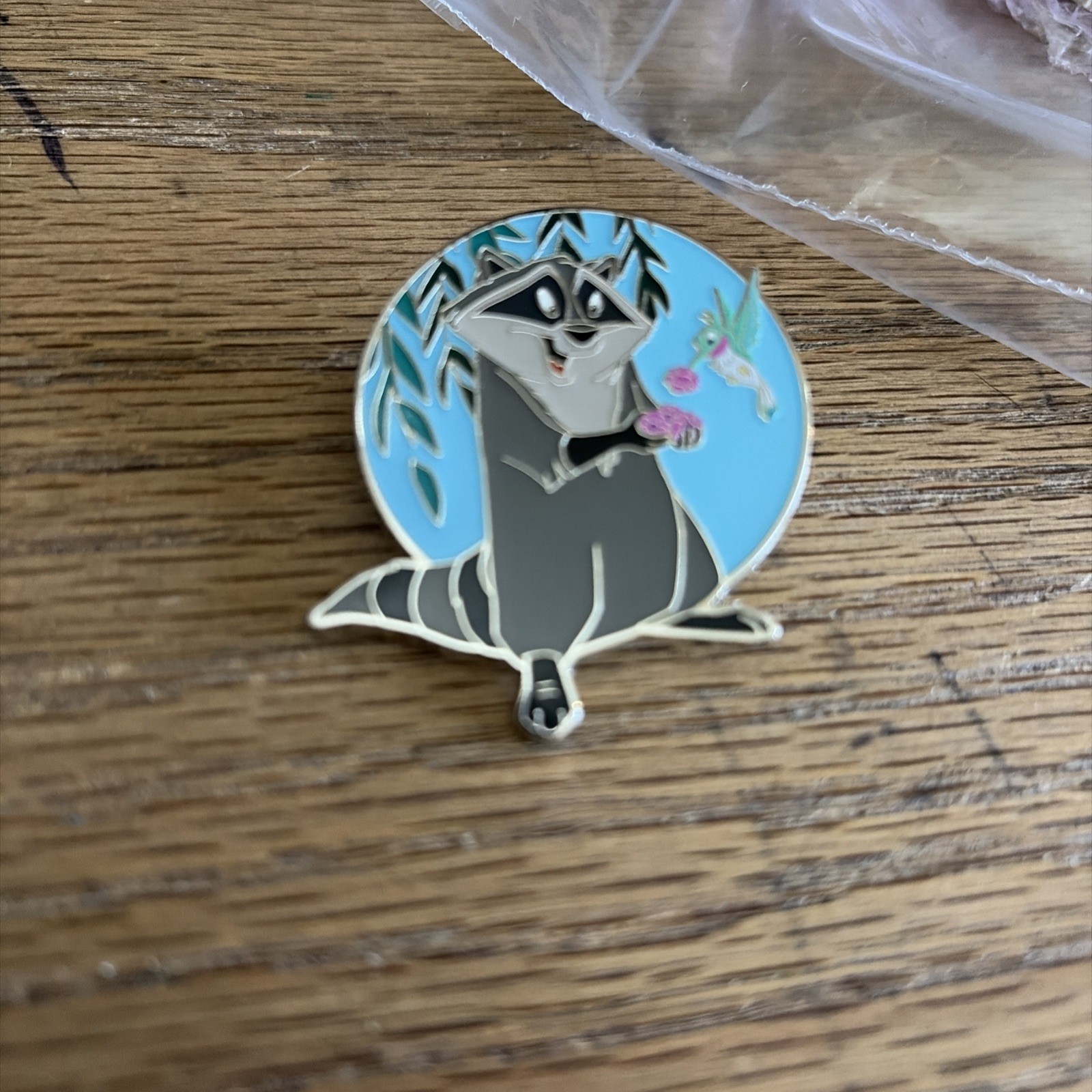 Disney Pocahontas Meeko Raccoon Silver Authentic Enamel Pin Single Collectible