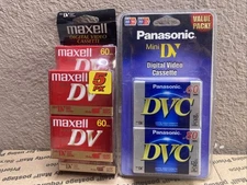 Maxell & Panasonic  Mini DV Tapes 60min 5 & 2 -Pack – Digital Video Cassette LOT