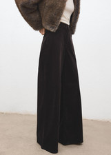 Mango Wide leg corduroy jean Trouser Cotton UK 12 Chocolate Brown