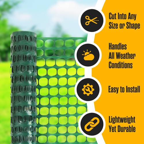 Temporary Fence 4x100ft Green Plastic Mesh Roll Safety Netting Garden Yard - Picture 7 of 8