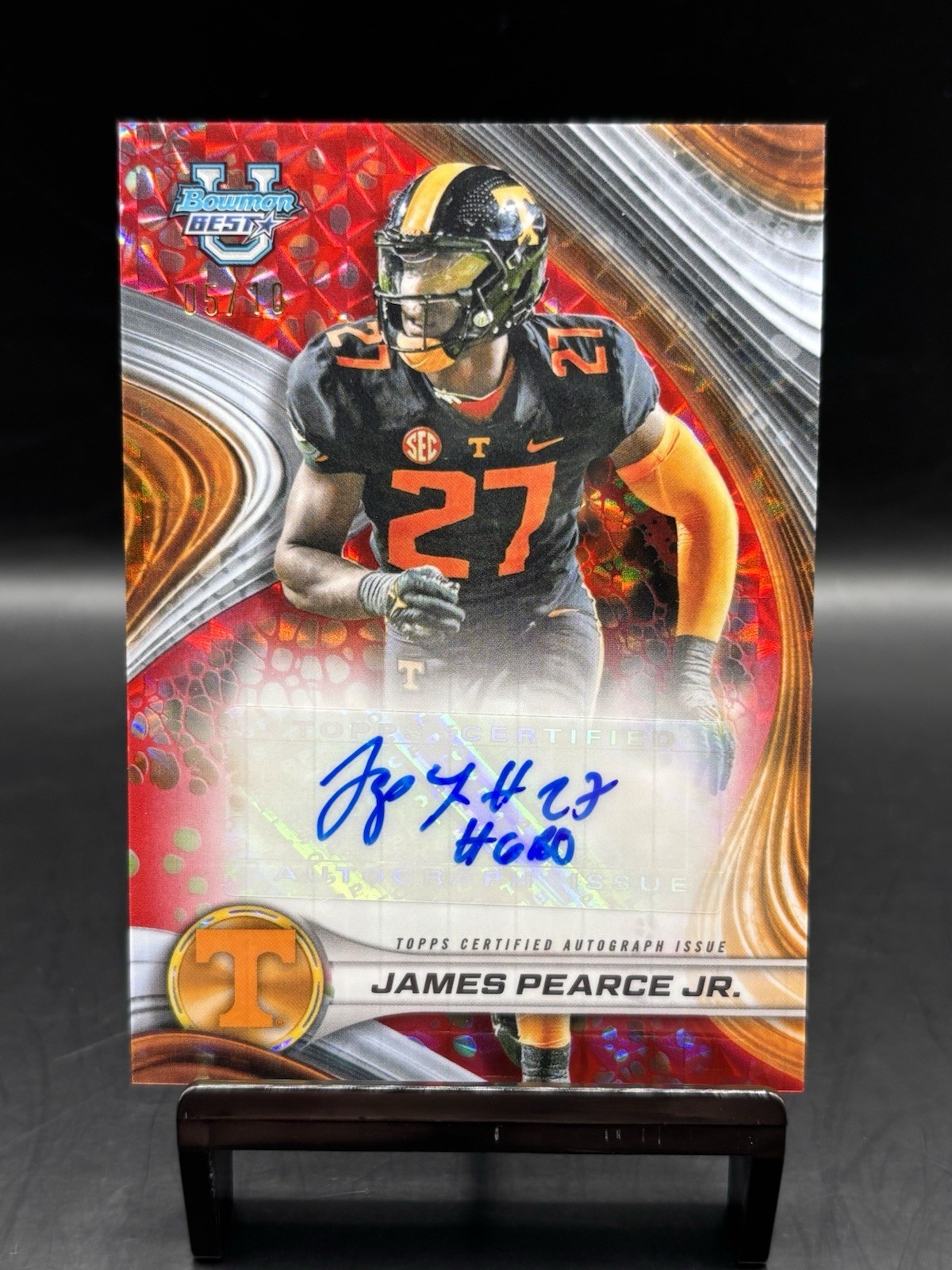 JAMES PEARCE JR 2024 Bowman U Best Tennessee Red Auto 5/10 W/#GBO Inscription