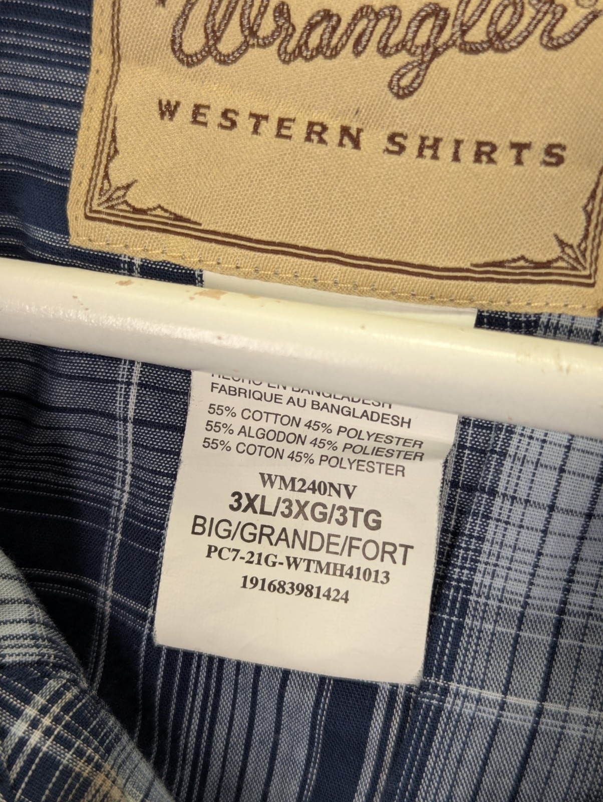 Wrangler Western Shirt Size 4XL Big Tall Pearl Snap Plaid Cowboy Long Sleeve 3XL image 5