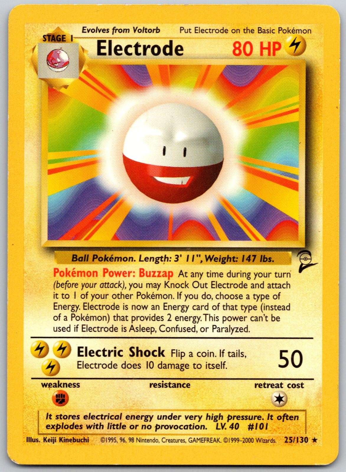 Electrode 25/130 Rare Base Set 2 Pokemon Heavily Played