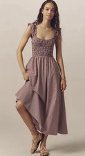 NWT Faithfull the Brand Eudora Midi Dress •10• Deep Red Gingham Ruffle $250