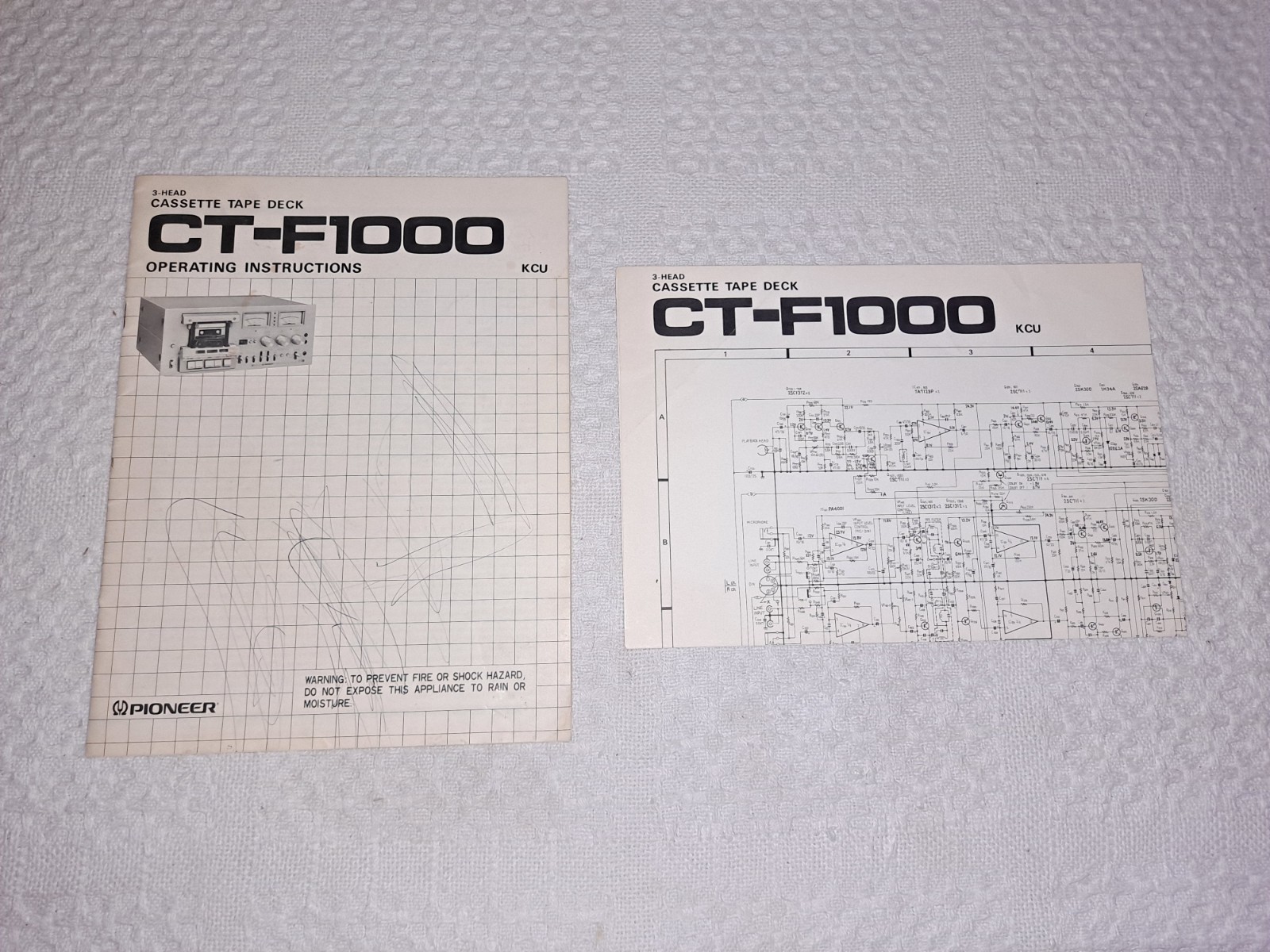PIONEER CT-F1000 OPERATING INSTRUCTIONS MANUAL&KCU Fold Out Schematic*Original*