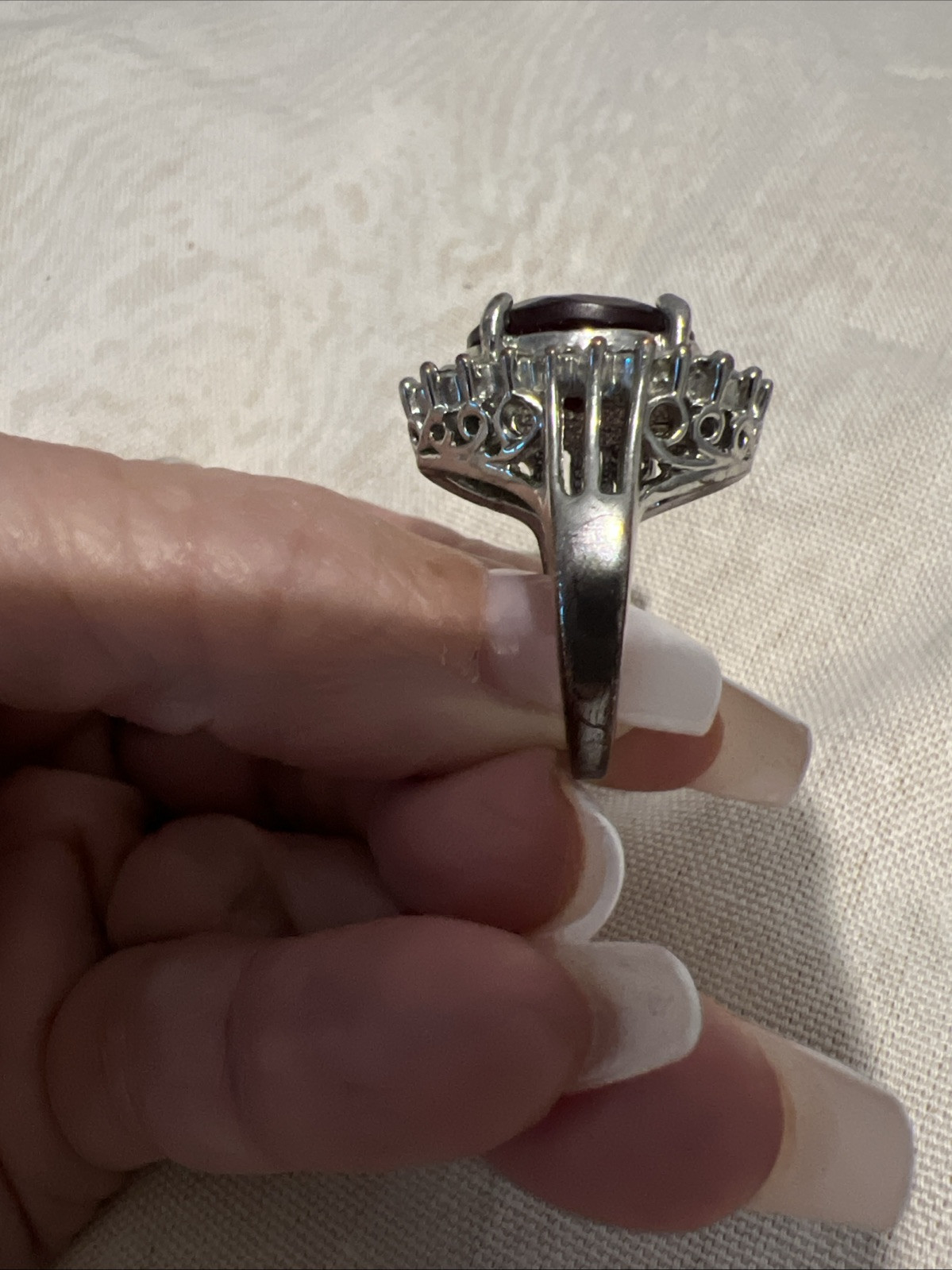 Faux Unique Oval Ruby/Rhinestone Cocktail Ring si… - image 12