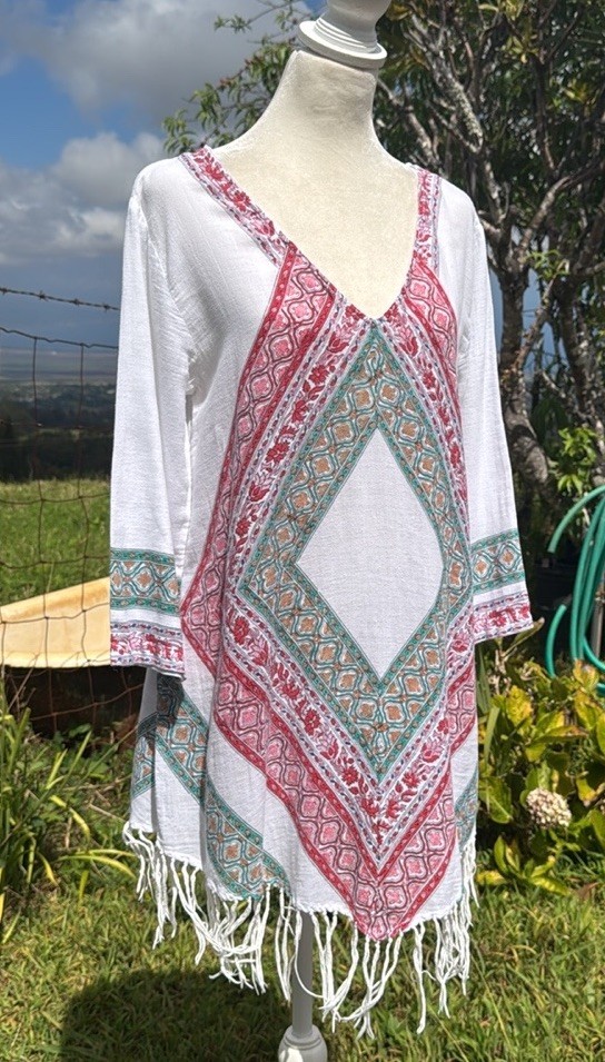 Roberta Roller Rabbit Boho BeachFringed Tunic top… - image 3