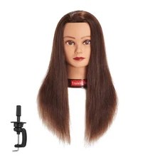 Traininghead 20-22" Female 100% Human Hair Mannequin Head Hair Styling Cosmet...
