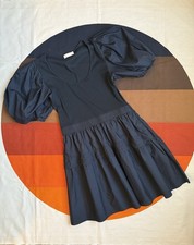 Ulla Johnson Tilda Mixed Media Mini Dress, Black, Size M, NWOT, Organic Cotton