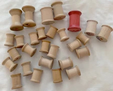 Lot of 28 Vintage Empty Wooden Thread Spools - Crafting Projects