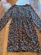 J.Crew Mercantile Womens Floral Long Sleeve Dress Sz 4 Cinched Waist Front Slit