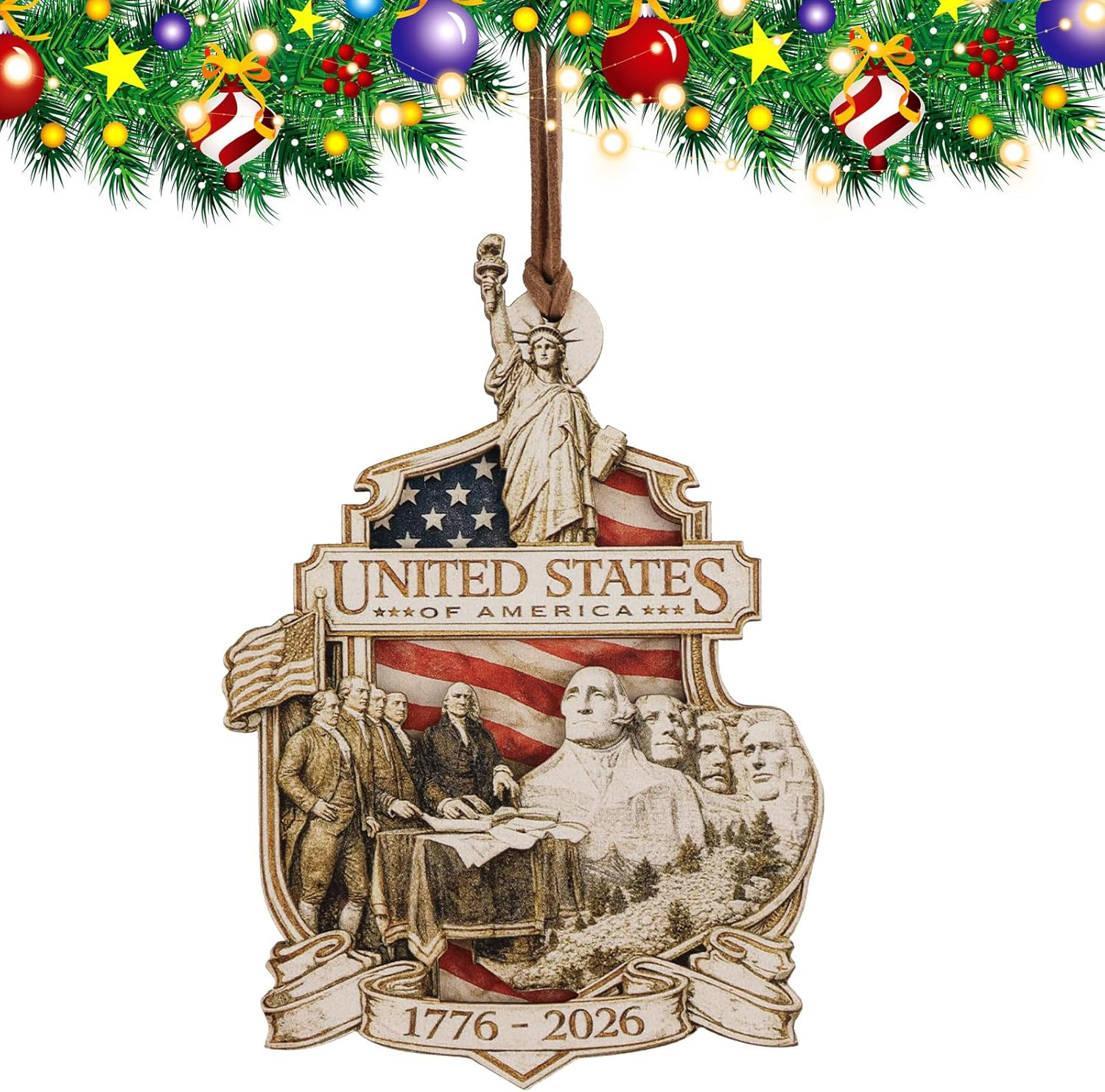 250Th Anniversary Ornament American Patriotic Wooden Commemorative Hanging Decor
