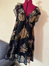Stunning Black Floral Kylee Dress VGC Size L Mock Wrap