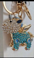 Unbranded Unicorn Keychain Women OS Blue Gold New Crystal Rhinestone Pegasus