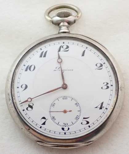 ANTIQUE SWISS LONGINES .800 GERMAN SILVER POCKET WATCH