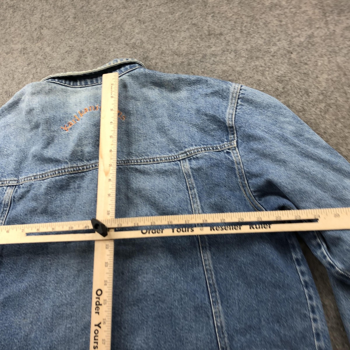 Vintage Karl Kani Jacket Mens XL Blue Denim Shirt Jacket
