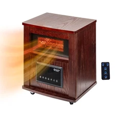 Comfort Zone Wood Cabinet Space Heater with Remote, 16 inch, Adjustable