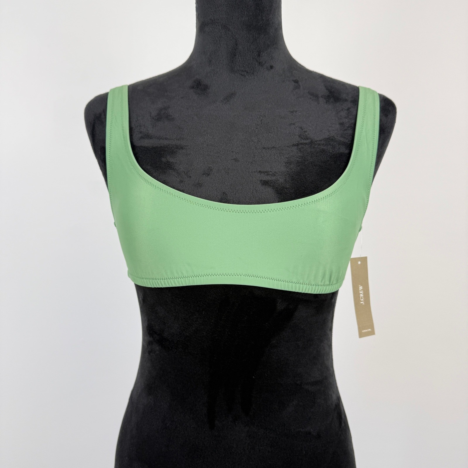 J. Crew Heritage Scoop Neck Bikini Top Size Small Green Adjustable Back Closure