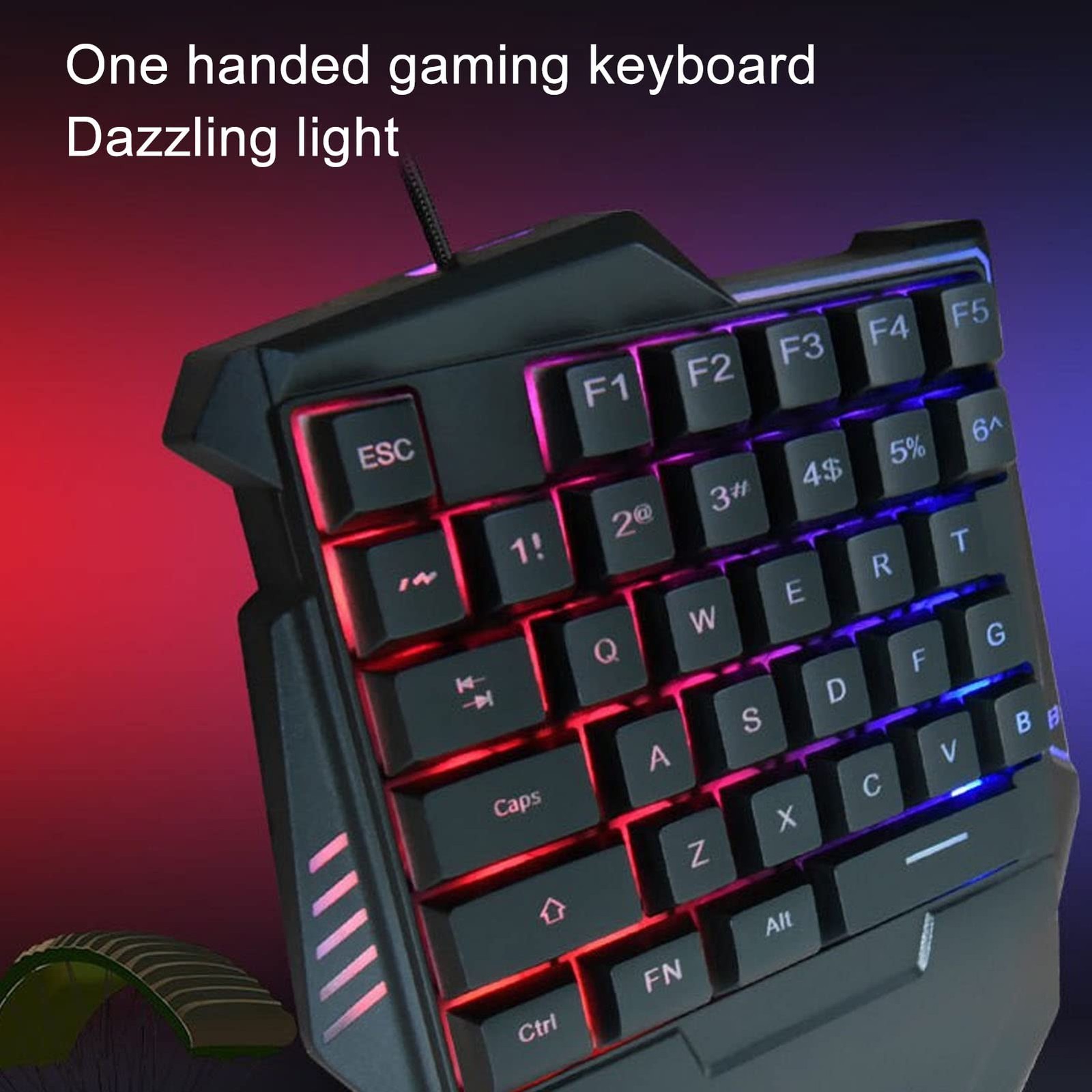 Clavier de jeu à une main mini mini-clavier gamer RVB filaire pour PC et console