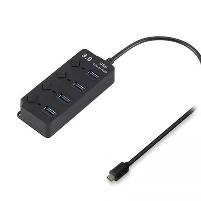 USB C Hub 3.0,USB Extender Splitter for Laptop with Individual Switch, Black 