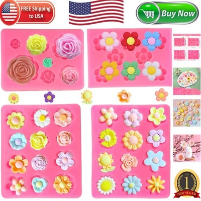 Flower Silicone Molds Set - 4 Elegant Designs for Baking & Crafting Magic
