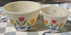1950’s MCM Fire King Tulip Milk Glass Nesting Mixing Bowls 1 Qt 2 Qt Primary Vtg