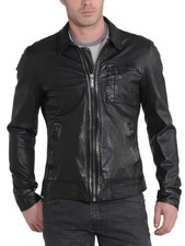 New Mens Leather Jacket real lambskin coat biker motorcycle racer cafe Slim M763