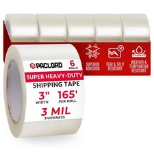 3" x 55 Yards Clear Packing Tape, 3 Mil Thick, Pack of 6 Rolls
