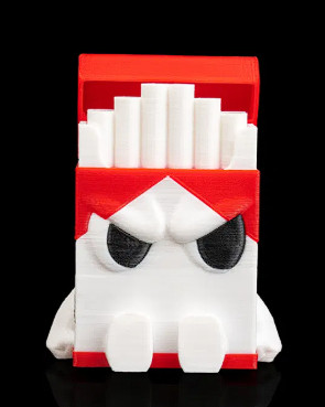   3D Printed Designer Toy: Angry Cigarette Pack Figure  