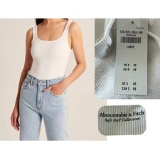 NWT SZ L Abercrombie  Fitch Soft A  F Collection Rib Tank Bodysuit in WHITE