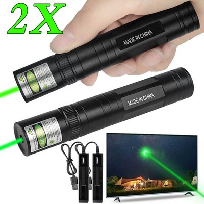 2PCS 532nm Green Laser Pointer Pen Visible Single Beam Light Lazer for Teach Pet