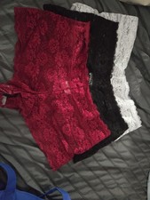 3-Pair Womens Cheeky Underwear Panties Nylon Blend All Lace  3XL