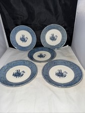Currier and Ives Blue & White Steamboat 6 Roy...