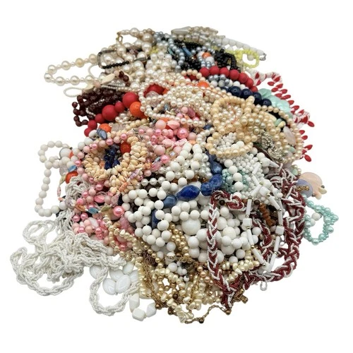 Huge Vintage Costume Jewelry Lot Pearls Cultured Necklaces Beads 7 Lbs