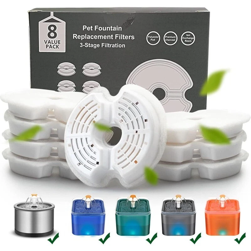 8x Filtros de Repuesto de Fuente de Agua para Mascotas para Catit Gato Perro Beber Flor Nuevos Foto 2 de 4