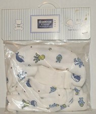 Vtg OshKosh B'Gosh Baby Hat Booties Set Ocean Octopus Whale Beach Fish New 90s