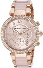 Michael Kors MK5896 Parker Rose Gold-Tone Blush Acetate Women's Watch