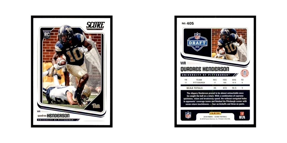 Quadree Henderson Rookie 2018 Score #405 Baseball Cards Football Card NM - Image 3 of 3