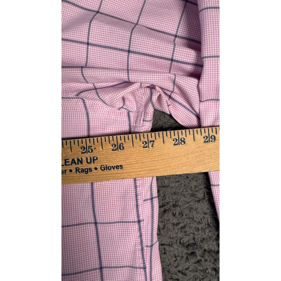 Egara Men's 2XL Pink Plaid Non Iron Stretch Button Up Dress Shirt Slim Fit - Image 4 of 4