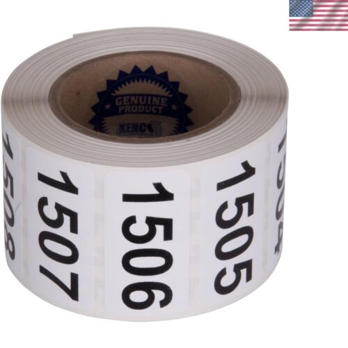Roll of 500 Durable Vinyl Label Stickers 2" x 1" - Consecutively Numbered Design