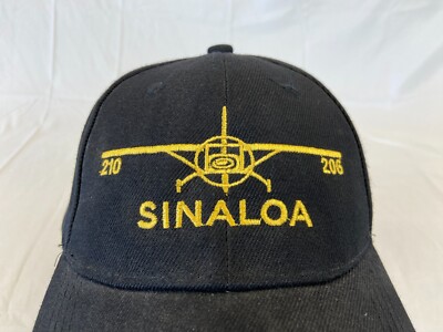 Sinaloa Plane Baseball Cap Strapback Hat Black Embroidered Logo