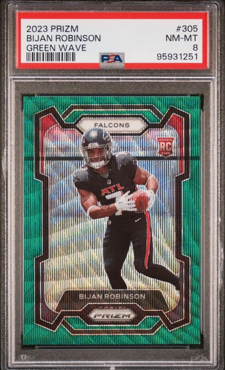 2023 PANINI PRIZM #305 BIJAN ROBINSON RC GREEN WAVE PSA 8 ⚡️ NM