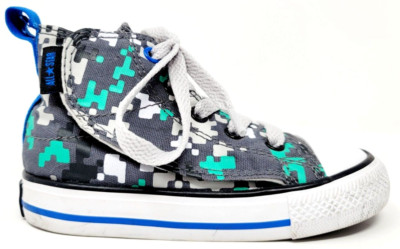 Converse Chucks All Star Minecraft Infant Sz 7 Hi-Tops Gray Green Blue