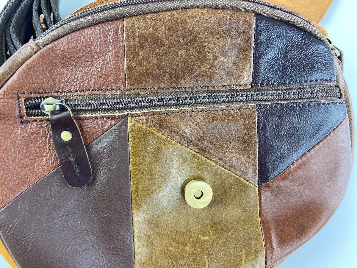 Cobbler Legend Colorful Patchwork Leather Backpack Retro Purse Bag Colorful Patchwork Top Grain Leather Backpack – FemmeFinery Shop main image 2