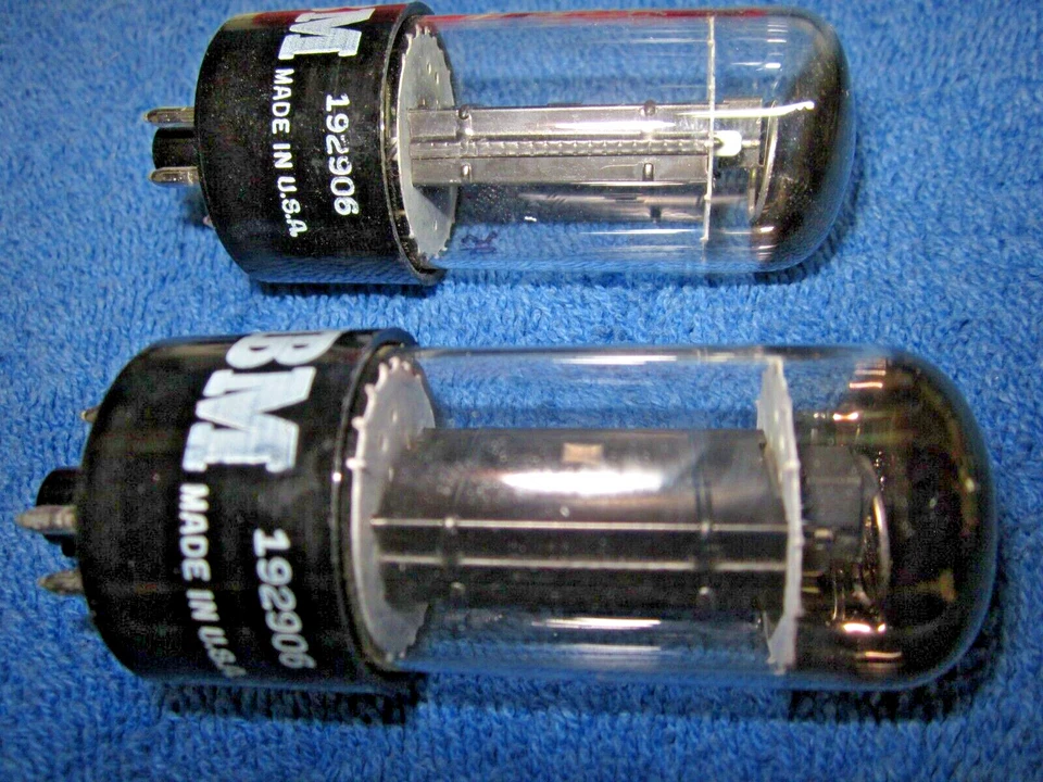 Lote 4 piezas (cuádruple) NUEVOS IBM/GE 25L6 tubos placas negras Halo Getter Beam Power Audio Foto 3 de 4